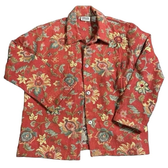 Chico's Jackets & Blazers - Chicos Design Tapestry Paisley Embroidered Corduroy Jacket- Floral Boho Size 1/S
